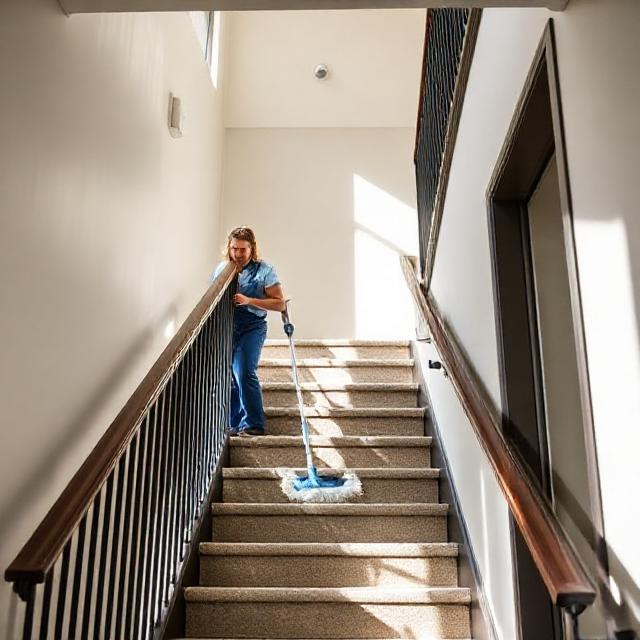 Reinigung eines Treppenhauses in Wohnhaus